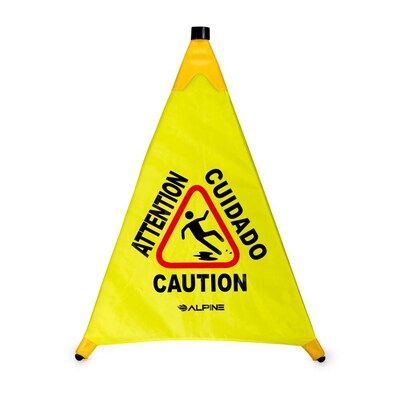 Alpine Industries Wet Floor Caution Cone Sign, 30"H, Yellow, 5/Pack (498-30-5pk)