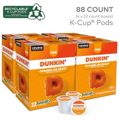 Dunkin Caramel Me Crazy Coffee, Keurig K-Cup Pod, Medium Roast, 88/Carton (5000364900CT)