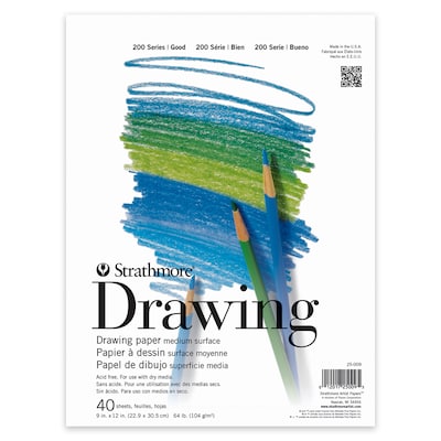 Strathmore 200 Series 9 x 12 Drawing Sketch Pad, 40 Sheets/Pad, 3/Bundle (STTP250091-3)