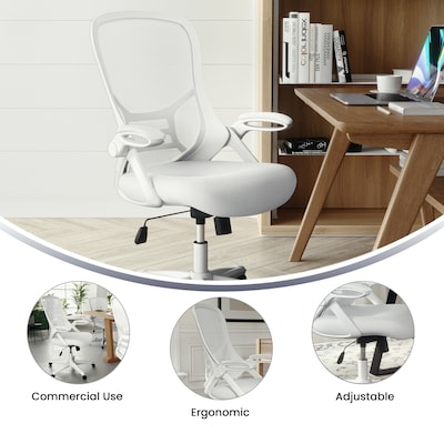 Flash Furniture Porter Ergonomic Mesh Swivel High Back Office Chair, White (HL00161WHWH)