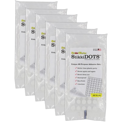 StikkiWorks StikkiWax Removable Glue Dots, 50 Dots/Pack, 6/Pack (STK02050)