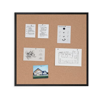 U Brands Cork Bulletin Board, Black Frame, 3' x 3' (2881U00-01)