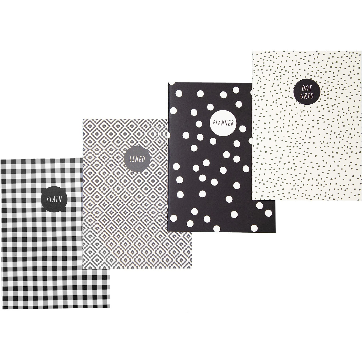 Carpe Diem Monochrome 1-Subject Notebooks, 4.1 x 5.8, 16 Sheets, Assorted Colors, 4/Pack (9366-CD)