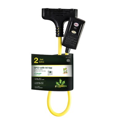 GoGreen Power 12/3 2 Portable Tri-Tap GFCI, Yellow (GG-12402)