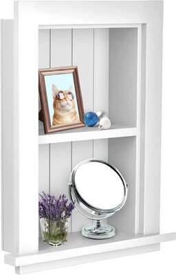 AdirHome 1-Shelf Recessed Wall Mount Shelf, 19" x 12.75" x 4.75", White (515-01-WHI)