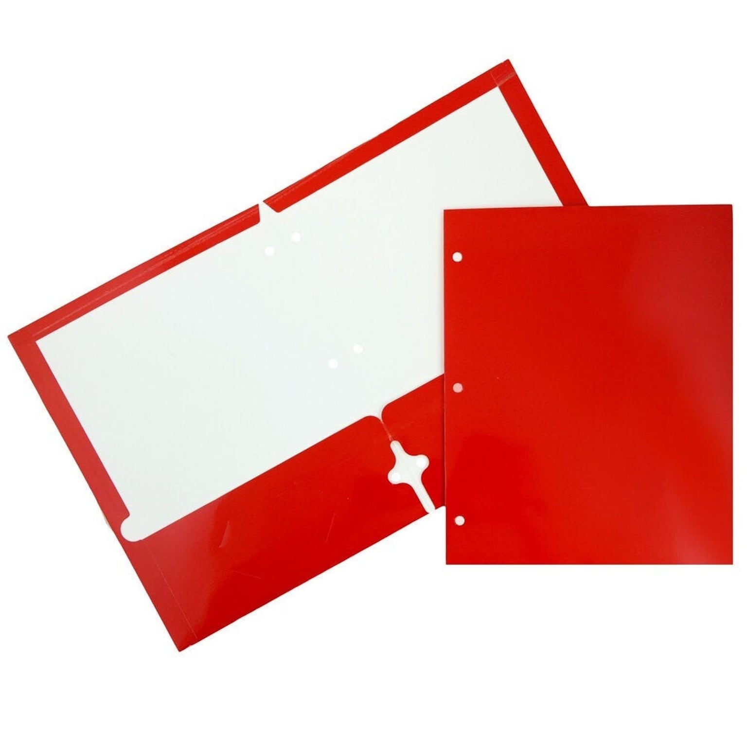 JAM Paper Glossy 3-Hole Punched 2 Pocket Cardstock Presentation Folder, Red, 6/Pack (385GHPrea)