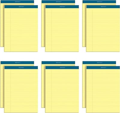 TOPS Docket Notepads, 8.5 x 11.75, Wide Ruled, Canary, 50 Sheets/Pad, 12 Pads/Pack (TOP63400)