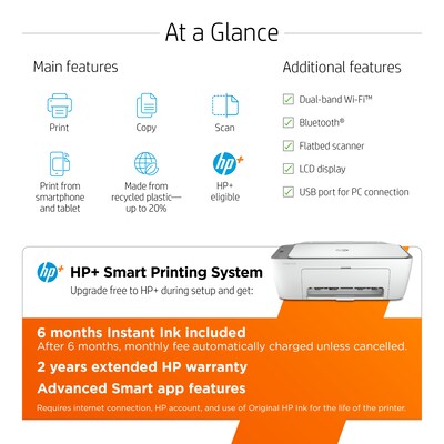 HP DeskJet 2755e Wireless Color All-in-One Printer with 6 Months Free Ink  with HP+ (26K67A) | Quill.com