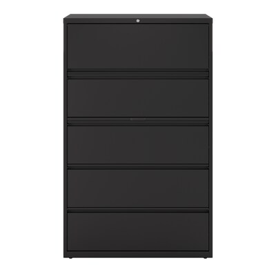 Quill Brand® HL8000 Commercial 5 File Drawers Lateral File Cabinet, Locking, Black, Letter/Legal, 42