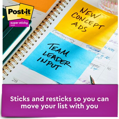 Post-it Full Adhesive Notes, 3 x 3, Energy Boost Collection, 30 Sheet/Pad, 4 Pads/Pack (F3304SSAU)