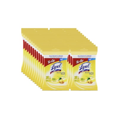 Lysol Disinfecting Wipes, Lemon & Lime Blossom Scent, 15 Wipes/Pack, 24 Packs/Carton (19200-99799)