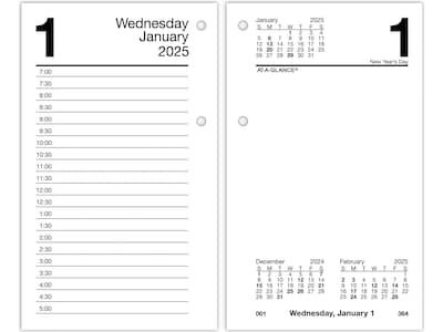 2025 AT-A-GLANCE 6 x 3.5 Daily Desk Calendar Refill, White/Black (E717R-50-25)