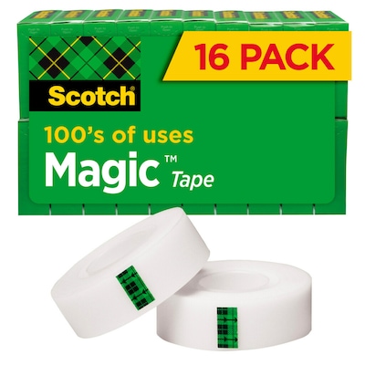 Scotch Magic Tape, Invisible, 3/4 in x 1000 in, 16 Tape Rolls, Clear, Refill, Home Office and Back t