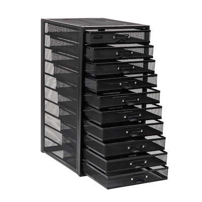 Mind Reader Network Collection 10-Drawer Metal Mesh Storage Organizer, Black (10CABMESH-BLK)