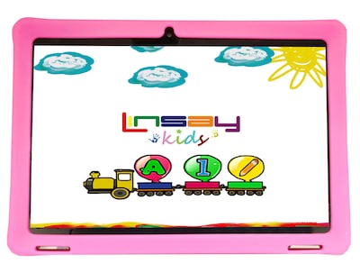 Linsay Octa Core 10.1 Tablet, 4GB RAM, 128GB Storage, Android 13, Bundled with Pink Kids Case