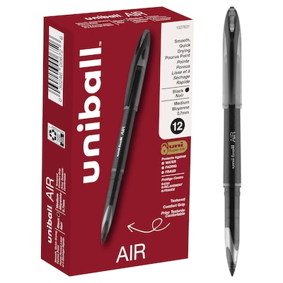 uni-ball AIR Porous Point Pens, Medium Point, 0.7mm, Black Ink, 12/Pack (1927631)