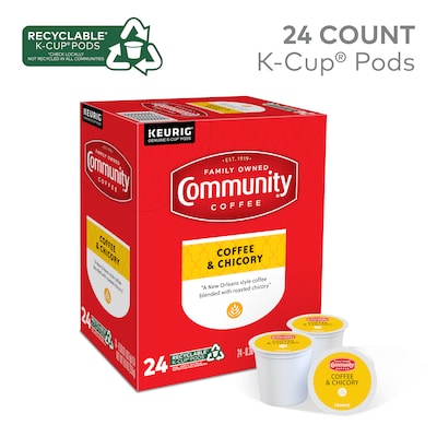 Community Coffee Chicory Coffee Keurig® K-Cup® Pods, Medium Dark Roast, 24/Box (5000374326)