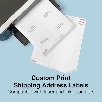 Staples® Laser/Inkjet Shipping Labels, 3 1/3" x 4", White, 6 Labels/Sheet, 100 Sheets/Pack, 600 Labels/Box (ST18061-CC)