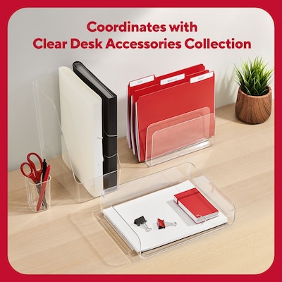 TRU RED™ 5-Compartment Plastic Desk Organizer, Clear (TR62285)