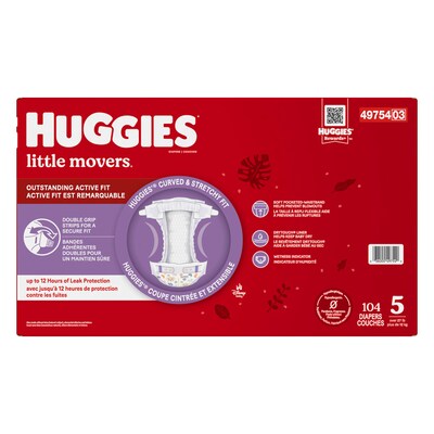 Huggies Little Movers Baby Diapers, Size 5, 104/Carton (49754)