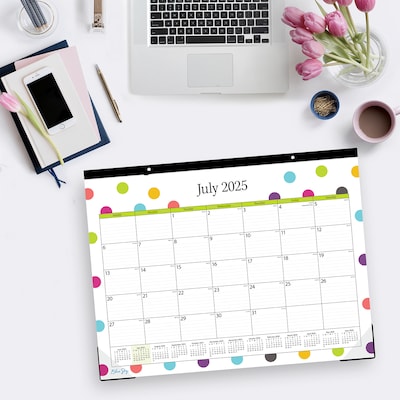 2025-2026 Blue Sky Teacher Dots 22" x 17" Academic Monthly Wall Calendar, Multicolored (105496-A26)