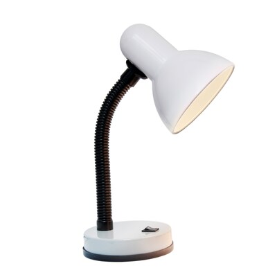 Simple Designs 14.25 Basic Metal Desk Lamp Flexible Hose Neck, LED Bulb Included, White (LD1003-WHT