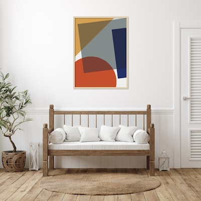 Amanti Art Layered Retro Modern Shapes In Bright Colors by The Creative Bunch Studio Wood Framed Wal