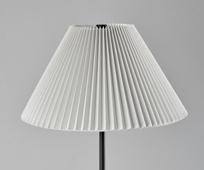 Simplee Adesso Jeremy 60.75"H Black Floor Lamp with White Pleated Fabric Shade (SL9500-01)