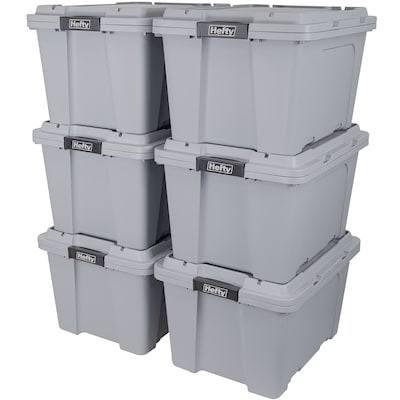 30 Gallon Plastic Storage Containers Box Stackable Tote Bin with Lid 6pack  Gray