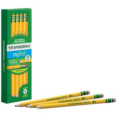 Ticonderoga My First Ticonderoga Pre-Sharpened Wooden Pencil, 0.7mm, #2 Medium Lead, Dozen (X33312X)