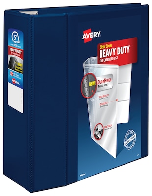 Avery Heavy Duty 5" 3-Ring View Binders, D-Ring, Navy Blue (79806)