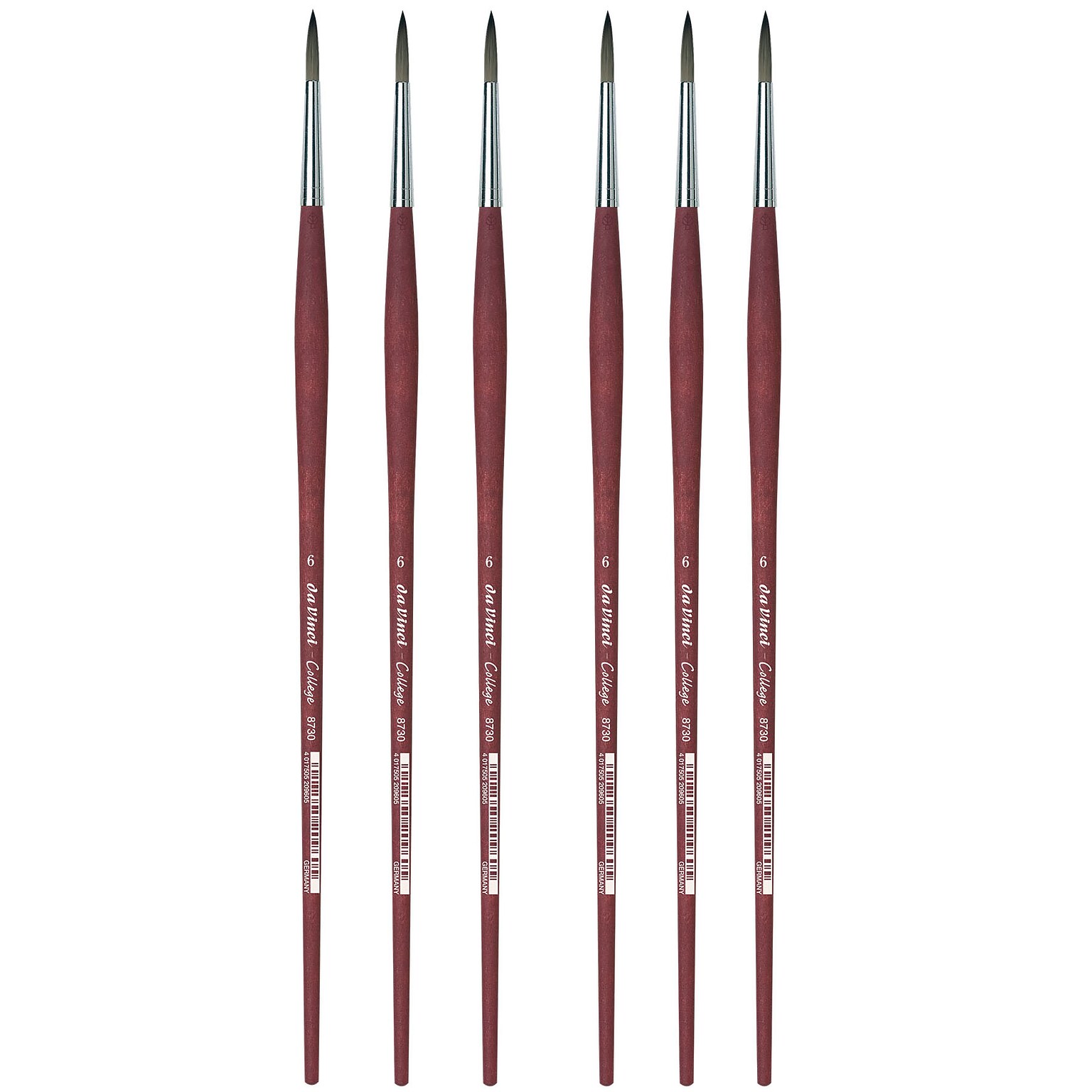 da Vinci COLLEGE Brush, Synthetic, Acrylic & Oil, Round, Series 8730, Size 6, 6/Pack (DVXVA87306-6)