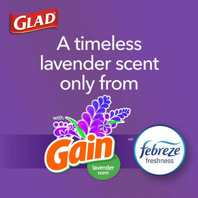 Glad ForceFlex Tall Kitchen Drawstring Trash Bags, 13 Gallon, Gain Lavender with Febreze Freshness, 110 Count (79157)