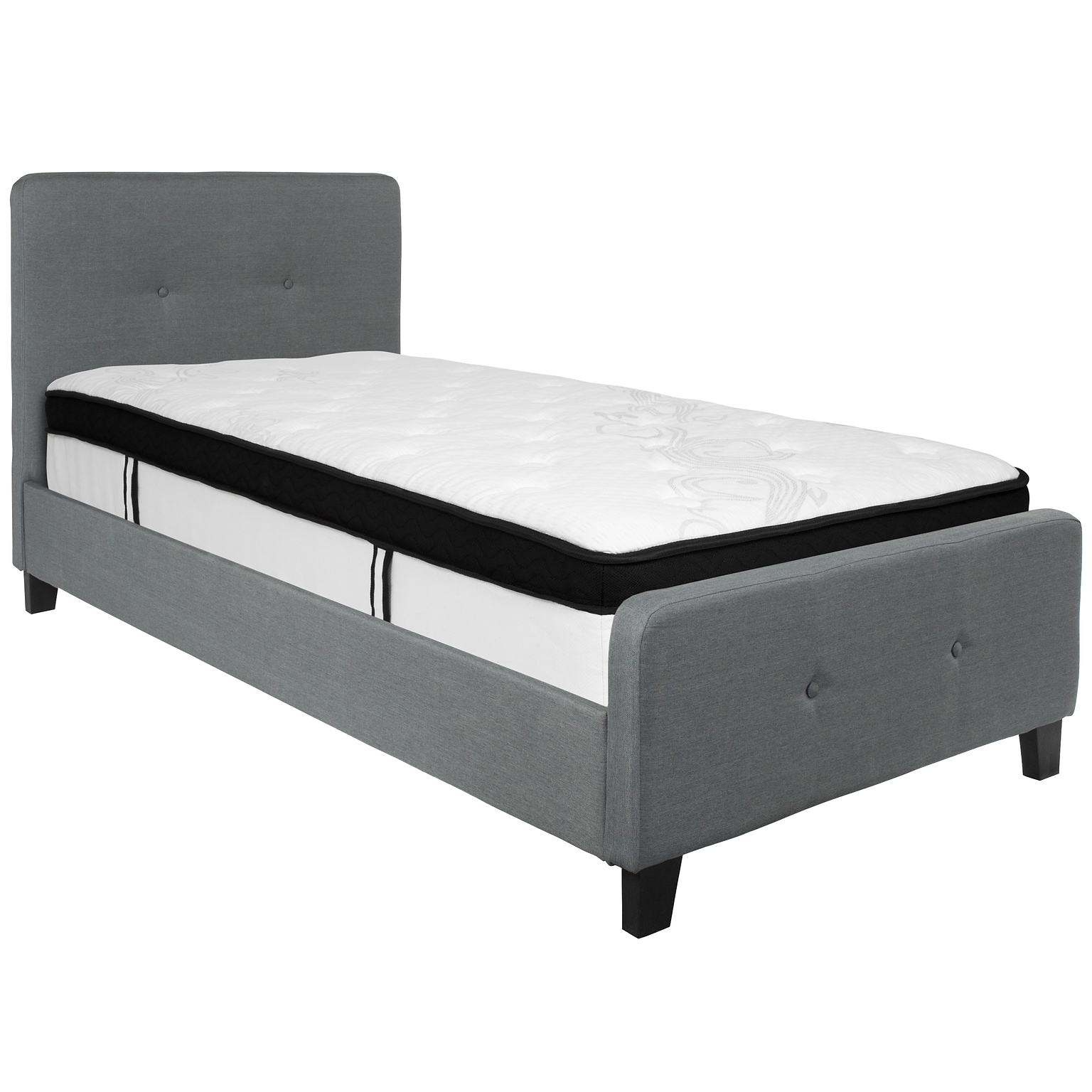 Flash Furniture Tribeca Tufted Upholstered Platform Bed in Dark Gray Fabric with Memory Foam Mattress, Twin (HGBMF29)