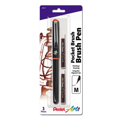 Pentel Arts Refillable Pocket Brush Pen, Sanguine (PTAGFKP3BPSG)