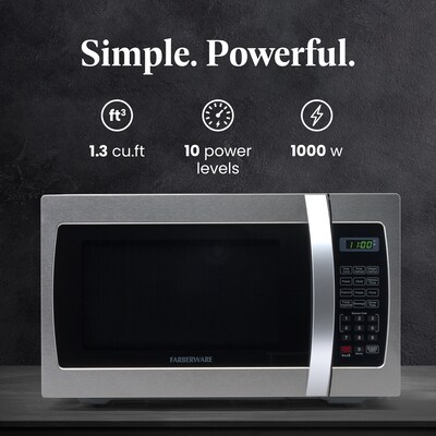 Farberware Professional 1.3 Cu. Ft. Countertop Microwave, Stainless Steel (FMO13AHTBKE)