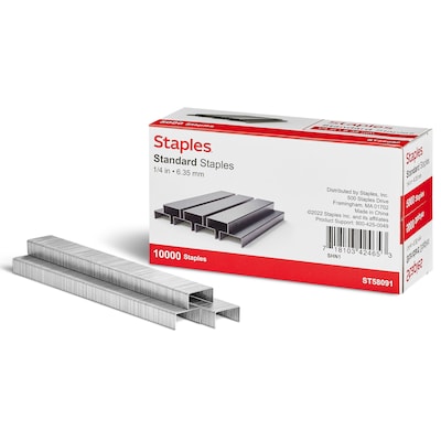 Staples Standard Staples, 1/4 Leg Length, 5000/Box, 2/Pack (TR58091)