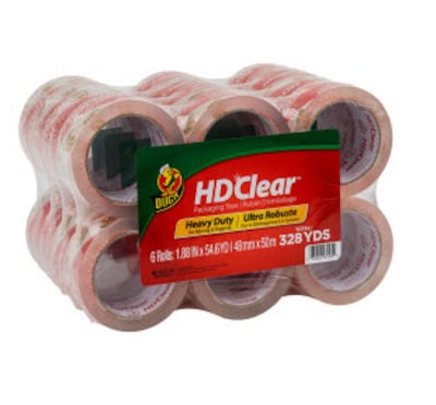 Duck HD Clear Heavy Duty Packing Tape, 1.88 x 54.6 yds., Clear, 24/Pack (393730)