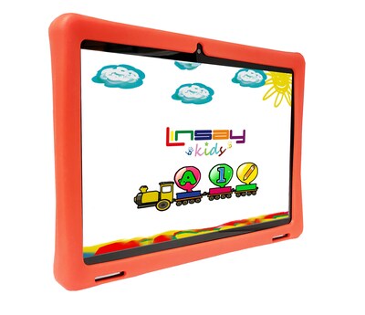 Linsay Octa Core 10.1" Tablet, 4GB RAM, 128GB Storage, Android 13, Bundled with Red Kids Defender Case, Earphones, Backpack