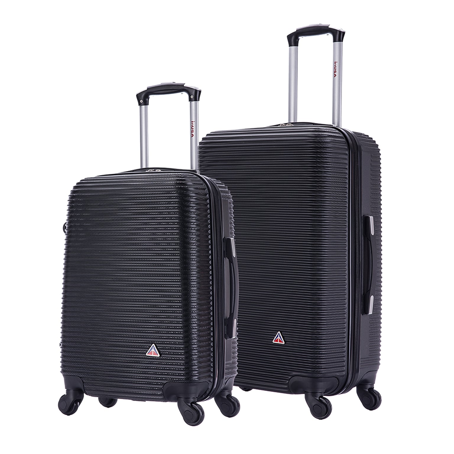 InUSA Royal 2-Piece Hardside Spinner Luggage Set, Black (IUROY0SM-BLK)