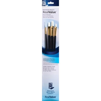 Princeton RealValue Long Handle Mixed Media Synthetic Taklon Variety Brush Set, 4/Set, 2 Sets/Bundle