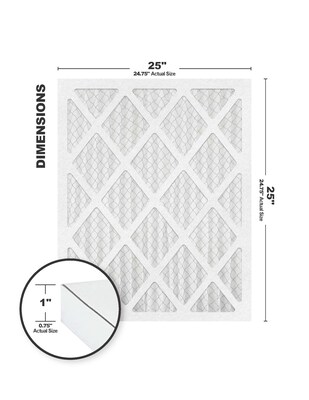 Brighton Professional™ MERV 8 25 x 25 x 1/24.75 x 24.75 Pleated Air Filter; 4/Pack (FB25X25N_4)