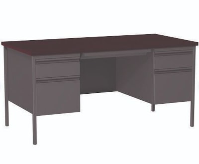 Alera 60W Double Pedestal Desk, Mahogany/Charcoal (ALEHSD6030CM)