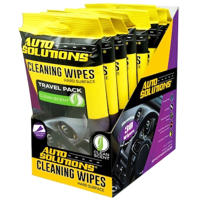 Auto Solutions Cleaning Wipes, Yellow & Purple, 30 Wipes/Pack, 8 Packs/Box, 4 Boxes/Carton (15715)