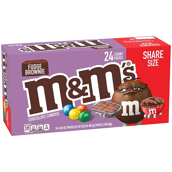M&M's Chocolate Candies, Milk Chocolate, Share Size, 24 Pack - 24 pack, 3.14 oz packs