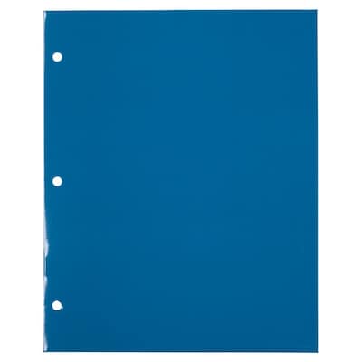 JAM Paper Glossy 3-Hole Punched 2 Pocket Cardstock Presentation Folder, Blue, 100/Carton (385GHPBUB)