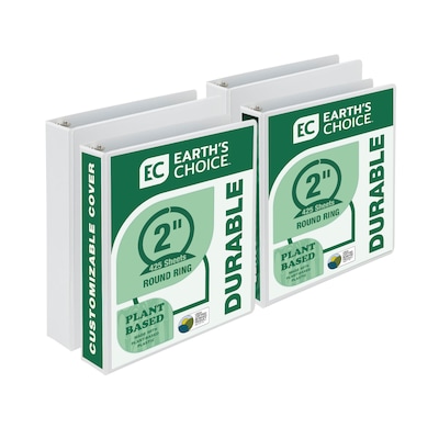 Samsill Earths Choice 2 3-Ring View Binders, White, 4/Pack (I08967)