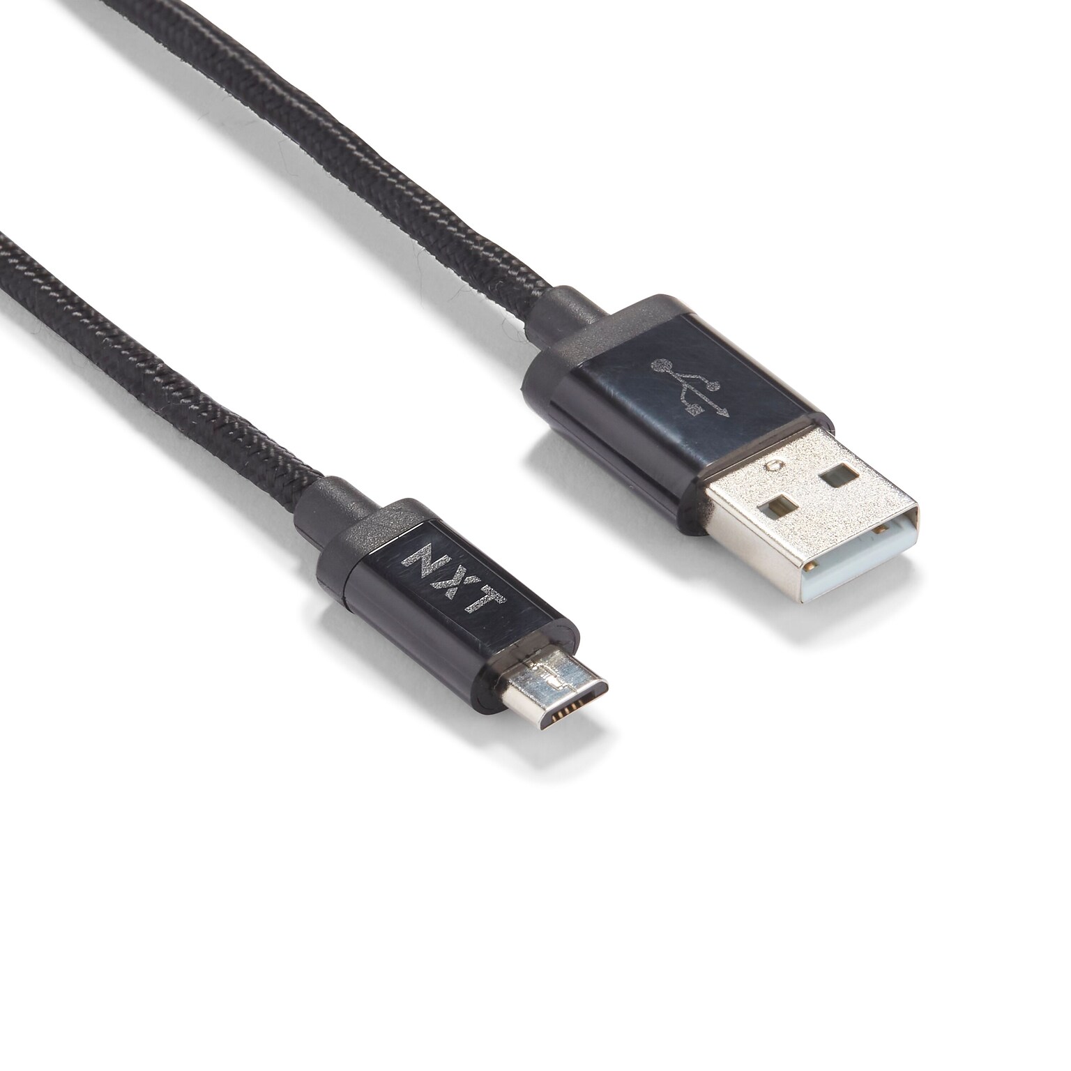 NXT Technologies 6 Ft. Braided USB-A to Micro-USB Charging Cable for Samsung/Android,  Black (NX54695 | Quill.com