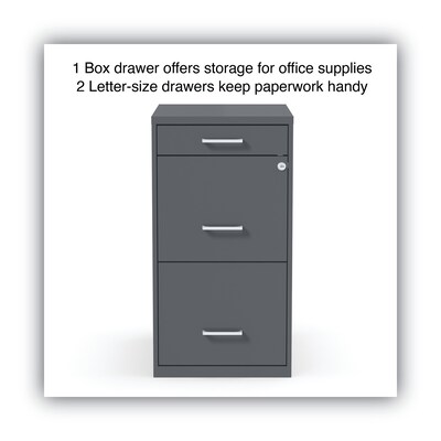 Alera® Soho 3 File-Drawer Vertical Standard File Cabinet, Letter Size, Lockable, 24.1"H x 14"W x 18"D, Charcoal (2806768)
