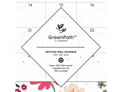 2025 Cambridge GreenPath 15" x 12" Monthly Wall Calendar (GP49-707-25)